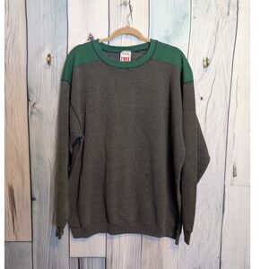 Unisex Wilson's Color Block Gray Green Crewneck Sweater Sz XL Grunge Skater Y2K